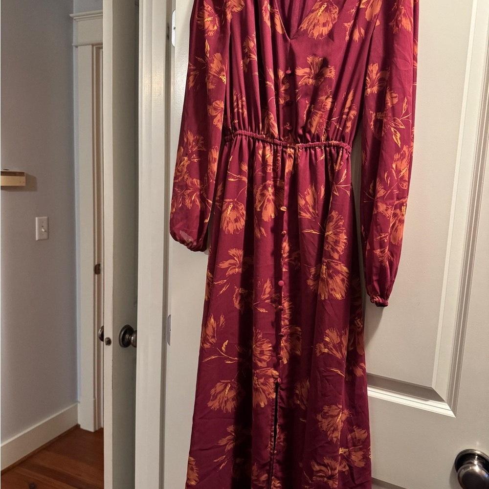 Chelsea28 Burgundy Floral Maxi Dress